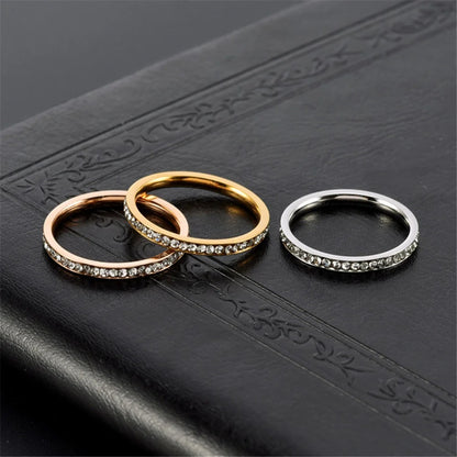 Iced Out CZ Stainless Steel Ring for Women Wedding Jewelry