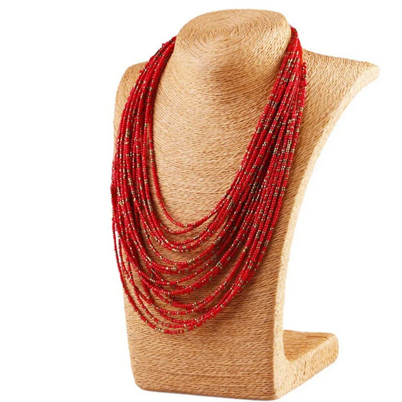 Multicolor Necklace Set Fashion Multi-layer Seed Beaded Vintage Long Necklaces For Women Long Pendants Wedding Jewelry