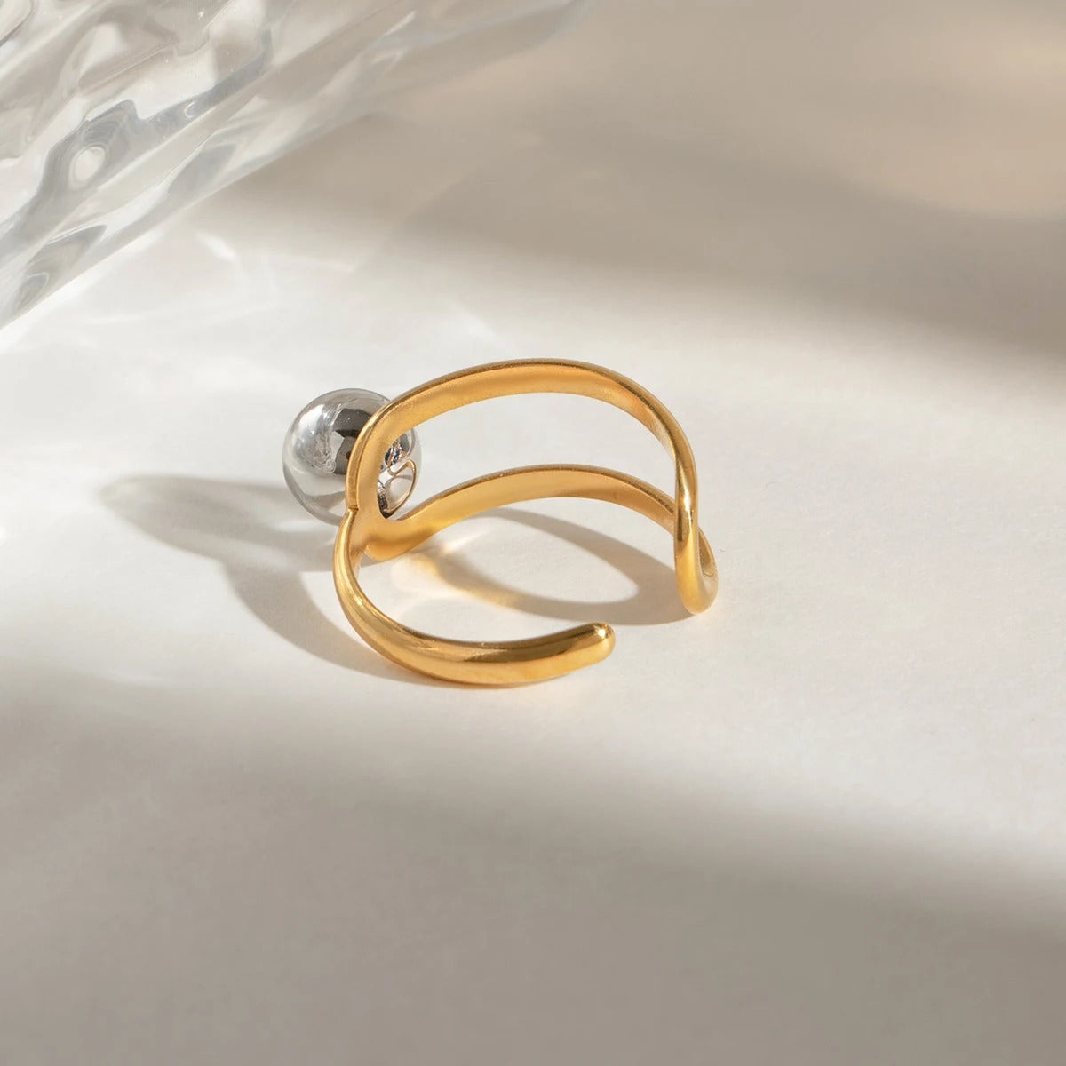 18K Gold Plated Hollow Ball Ring Minimalist Women’s Jewelry Gift