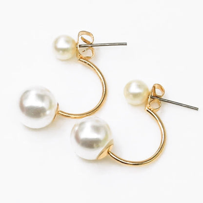 Fashion Double-Sided Earrings Crystal Ball Pearl Ear Drop Jewelry