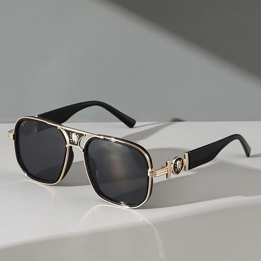 Oversized Retro Gradient Metal Sunglasses Y2K Style