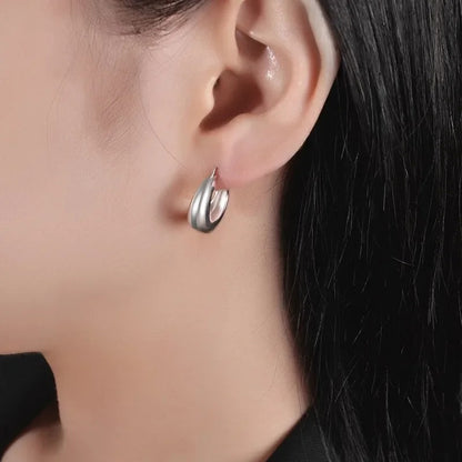 Gold Geometric Hoop Earrings Korean Style Women’s Daily Jewelry