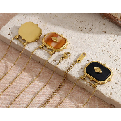 Vintage Luxury Acrylic Charms Pendant Necklaces for Women 18K Gold Plated Trendy Y2K Jewelry