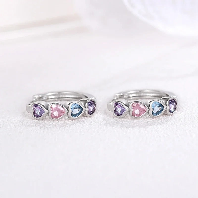 Dainty Heart CZ Hoop Earrings Colorful Women Jewelry