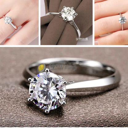 S925 Sterling Silver Wedding Rings for Men & Women with Crystal