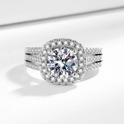 Women’s Silver Wedding Ring Elegant Cushion Zircon Party Jewelry