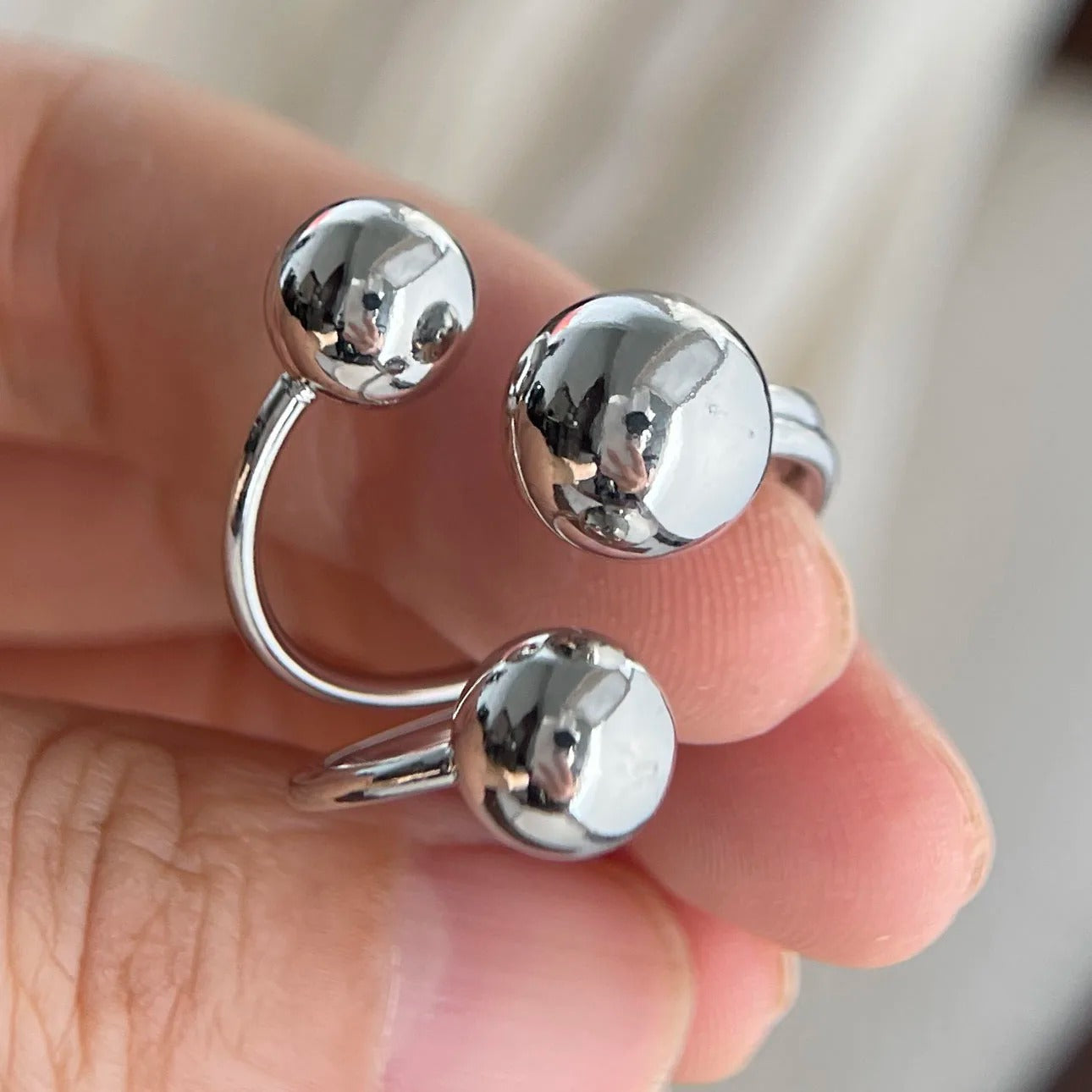 925 Sterling Silver Rings for Women Couple Minimalist Handmade Simple Three Balls Ring Fine Jewelry Gift Prevent Allergy