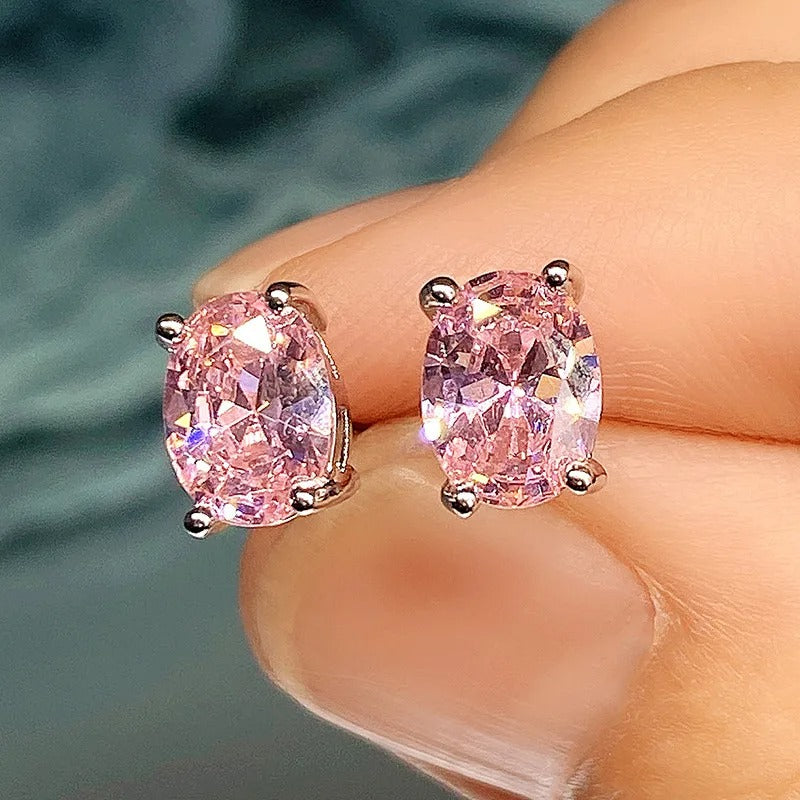 Oval CZ Stud Earrings for Girls & Women Daily Wear Jewelry