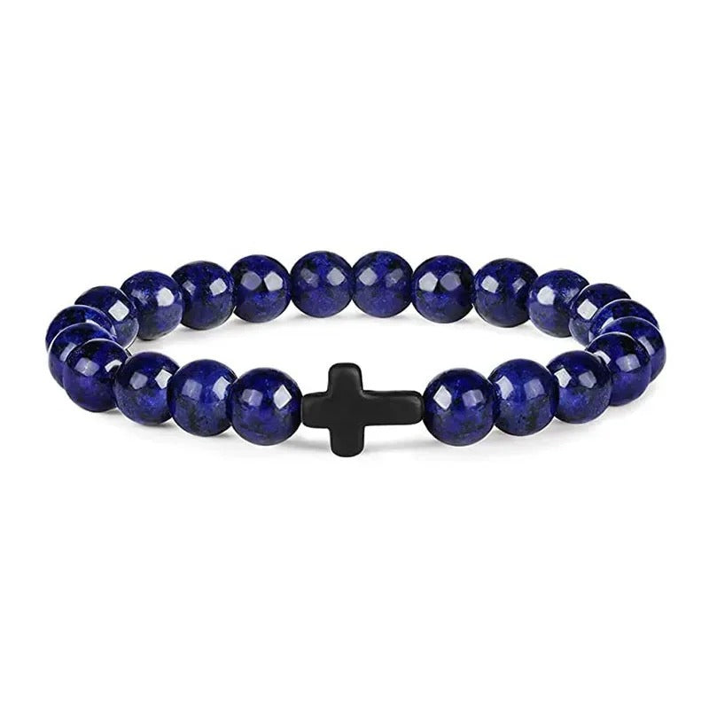 Natural Stone Wood Bead Rosary Bracelet for Women Jewelry