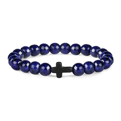 Natural Stone Wood Bead Rosary Bracelet for Women Jewelry