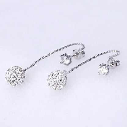 925 Silver Crystal Tassel Earrings Long Drop Jewelry for Women