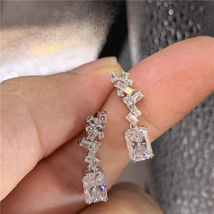 Trendy Women Earrings with Geometric Cubic Zirconia Creative Jewelry for Wedding Engagement Gorgeous Anniversary Gifts