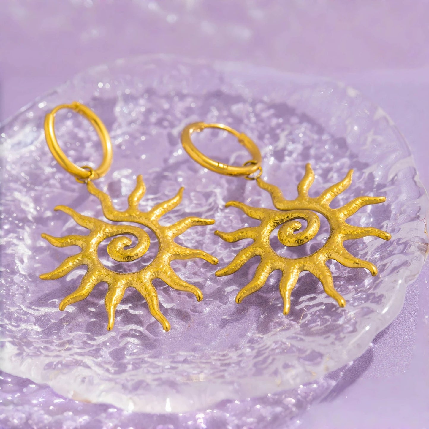 Women’s Golden Sun Geometric Drop Earrings Fashion Trend Jewelry Gift