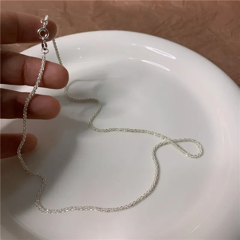 Popular Sparkling Necklace for Women Clavicle Chain Choker Silver Color Fashion Jewelry Accessories Wedding Party Birthday Gift