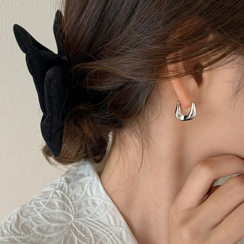 Women’s Silver Hoops Earrings Chunky Circle Drop Fashion Jewelry