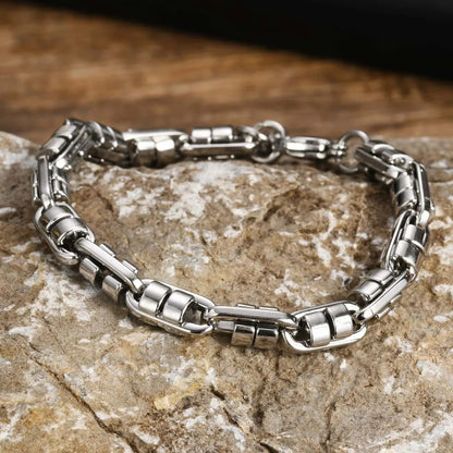 Vnox Chunky Stainless Steel Link Bracelet Handmade Byzantine Wristband