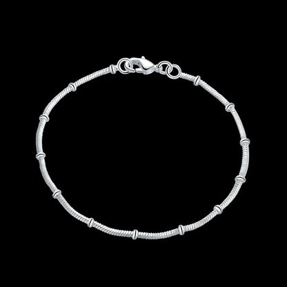 Silver Snake Chain Bracelet Women’s Fine Bead Jewelry