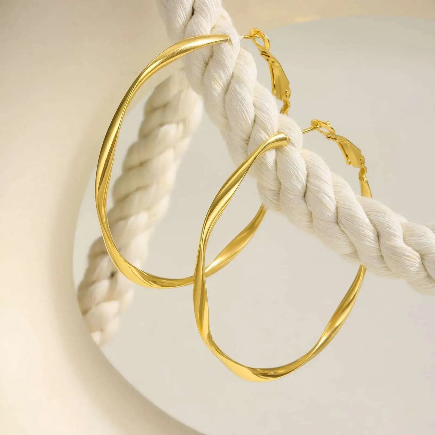 Stainless Steel Twist Circle Mobius Hoop Earrings Tarnish-Free Jewelry Gift for Women