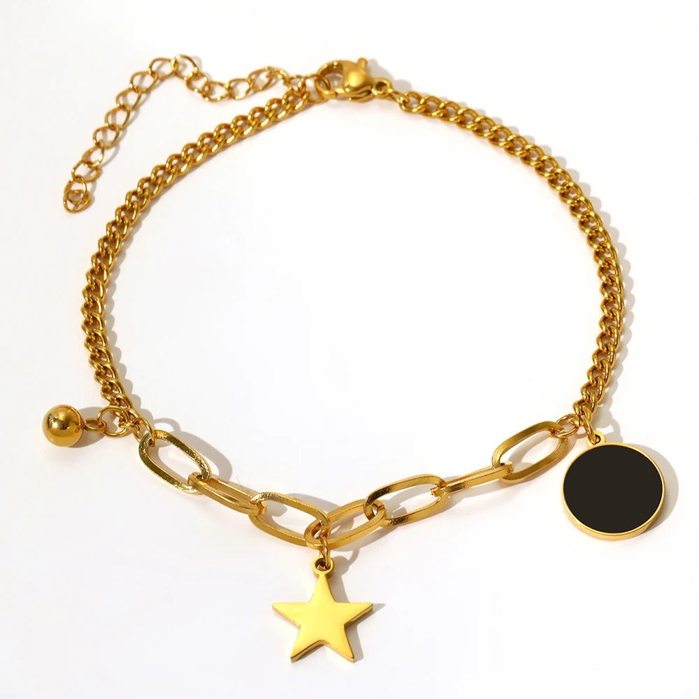 Retro Star Paperclip Bracelet Stainless Steel Black Luxury Jewelry