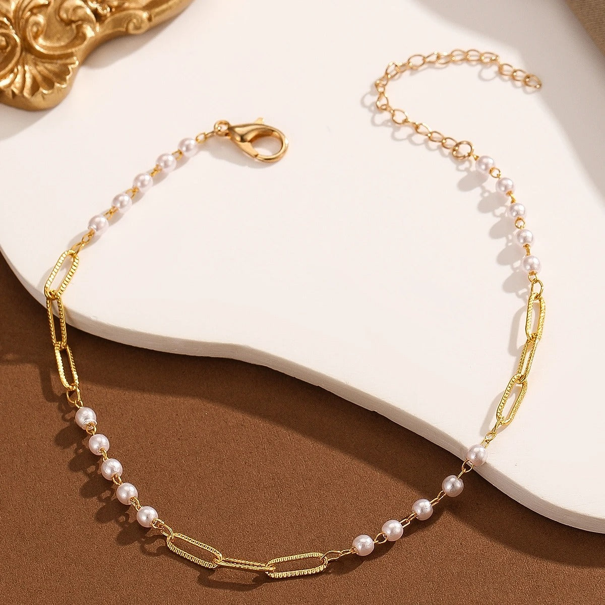 Kinitial Bohemian Simulated Pearl Chain Wedding Anklet Bracelet For Women Pendant Anklet Jewelry Gift