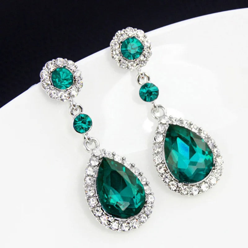 Crystal Water Drop Long Dangle Earrings Women Rhinestone Jewelry