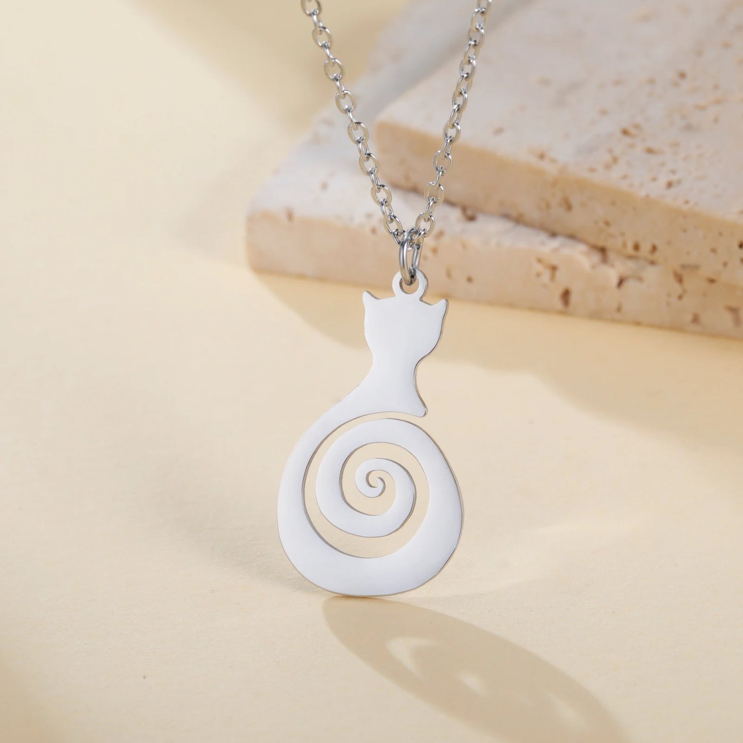 Lucktune Hollow Spiral  Necklace Gothic Gold Stainless Steel  Pendant Jewelry for Women