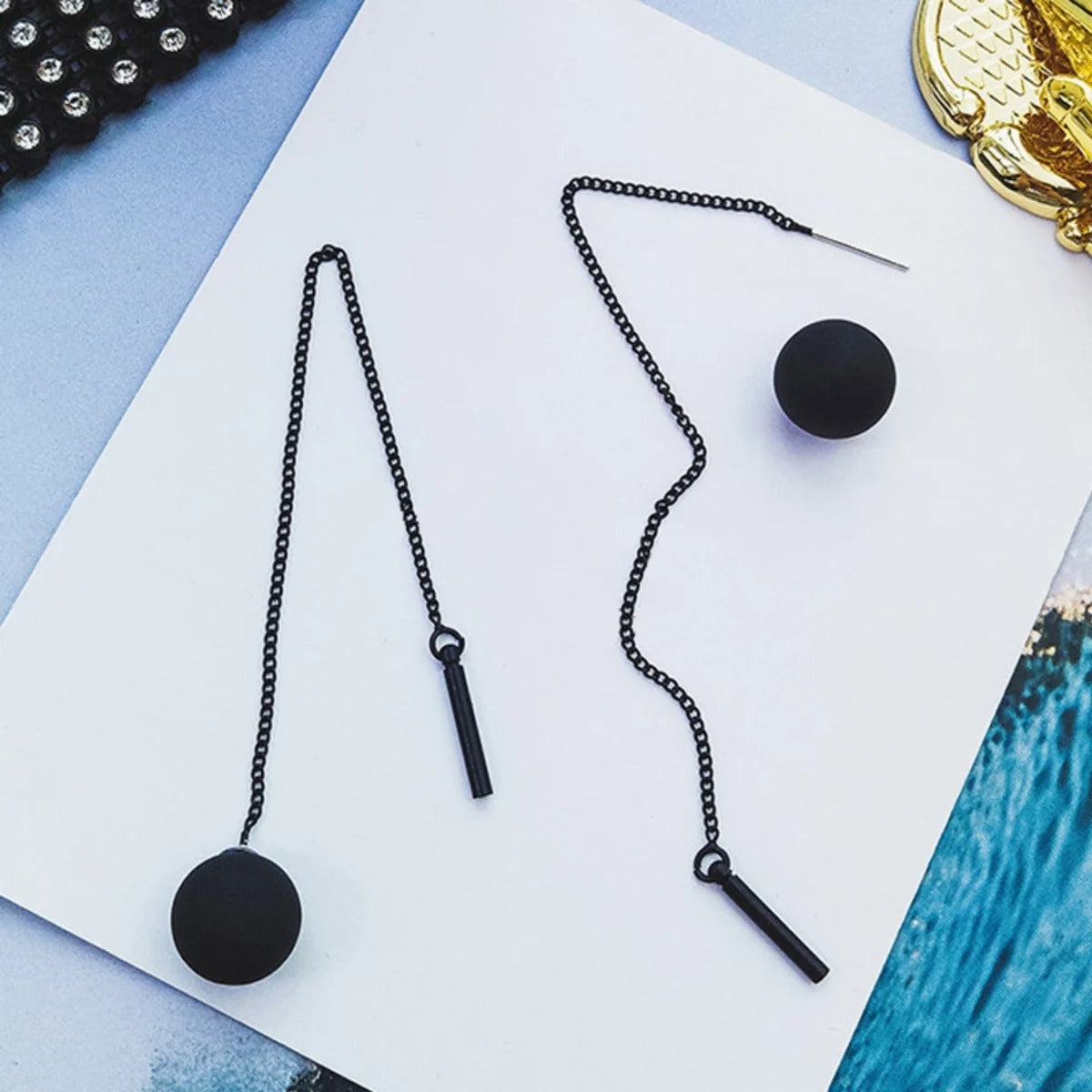 Elegant Black Beads Dangle Earrings Women Fashion Gift