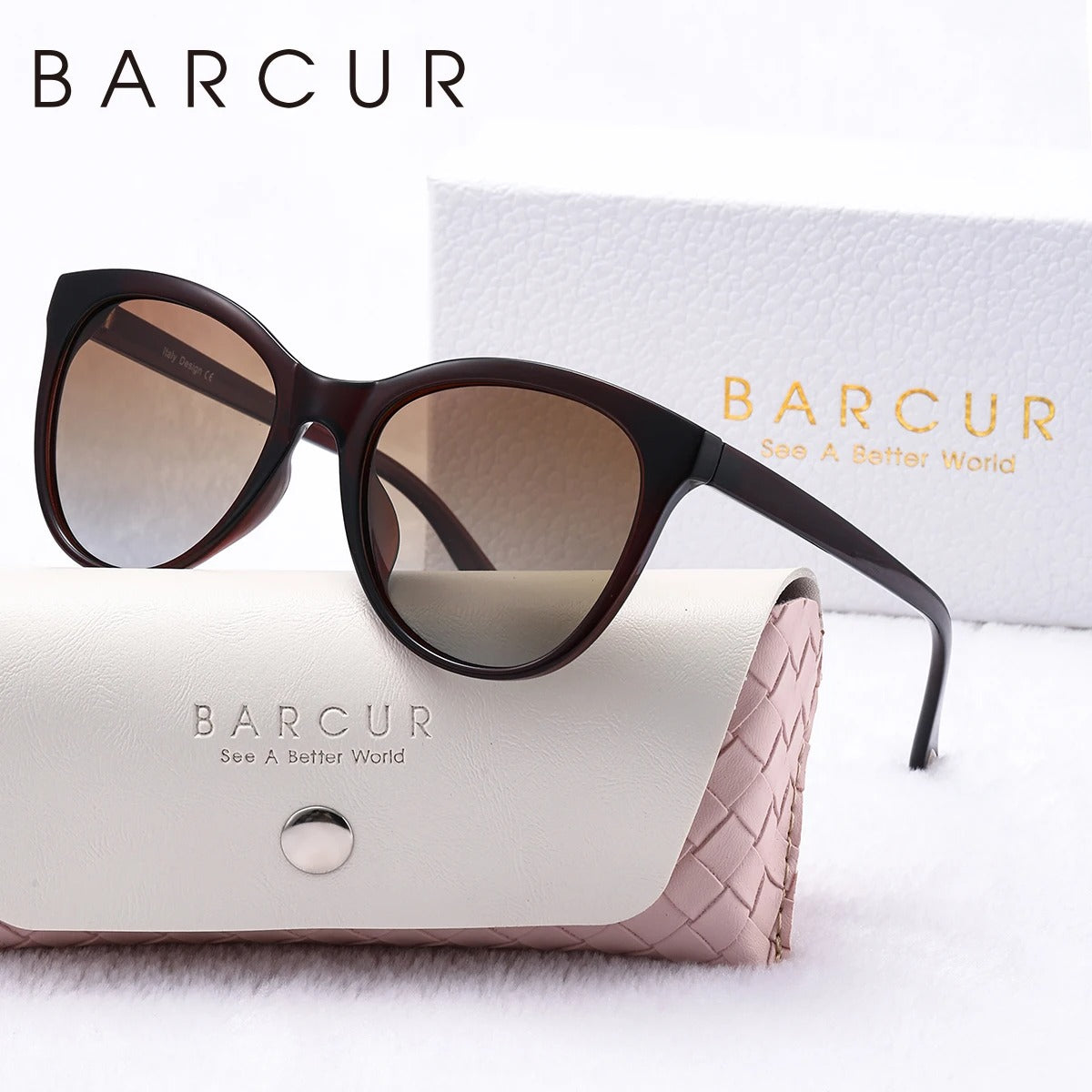 BARCUR Transparent Cat Eye Polarized Sunglasses for Women UV400