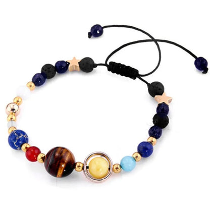 Cosmic Galaxy Solar System Bracelet Women Natural Hand-Woven