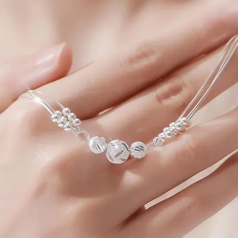 925 Sterling Silver Lucky Beads Bracelet Multilayer Women
