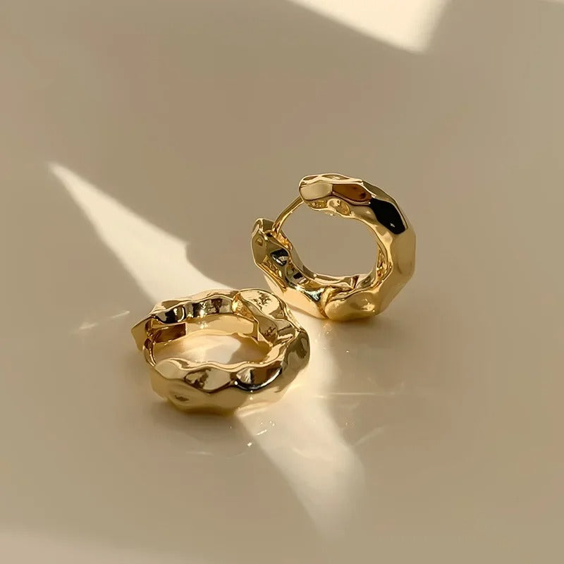 Trendy Retro Geometric Hoop Earrings Irregular Circle for Women