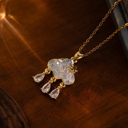 316L Stainless Steel Cloud Raindrop Tassels Necklace For Women Fashion Design Elegant Beauty Jewelry Gifts