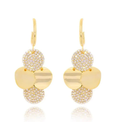 Stainless Steel Round Dangle Earrings Women Crystal Jewelry