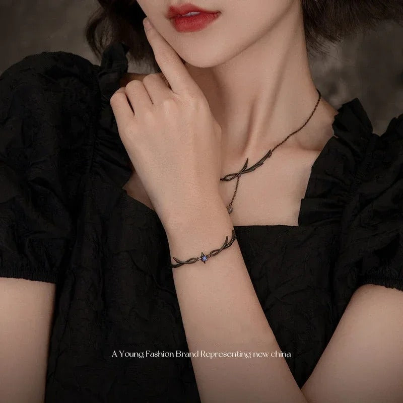 Zircon Star & Dark Angel Wings Bracelet Gothic Women’s Jewelry Gift