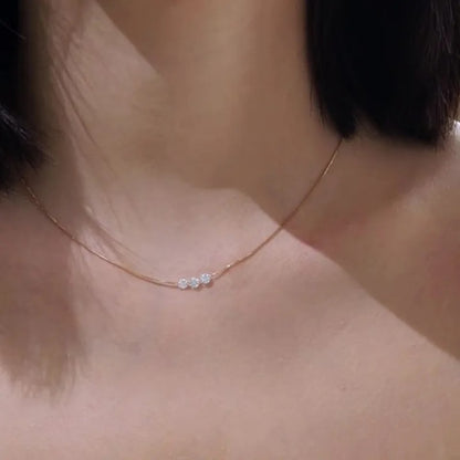 Three Zircon Thin Necklace for Women Simple chain Delicate Elegant Jewelry Gifts Wedding