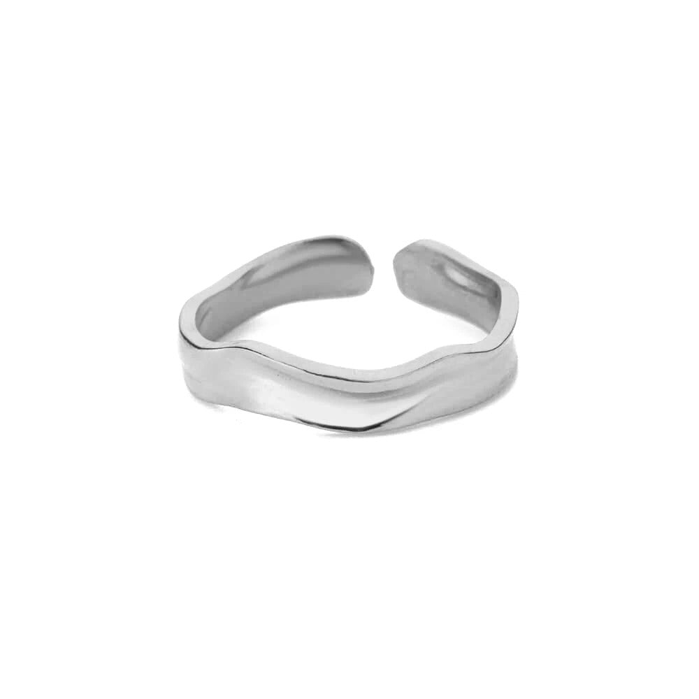 Minimalist Gold Open Ring – Stainless Steel Textured Adjustable Wedding Jewelry for Women.