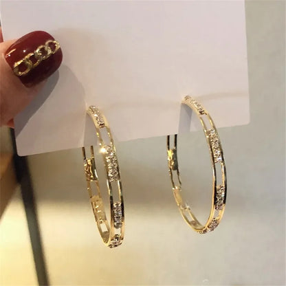 Fashion White Round Hoop Earrings Gold Color Wedding Jewelry
