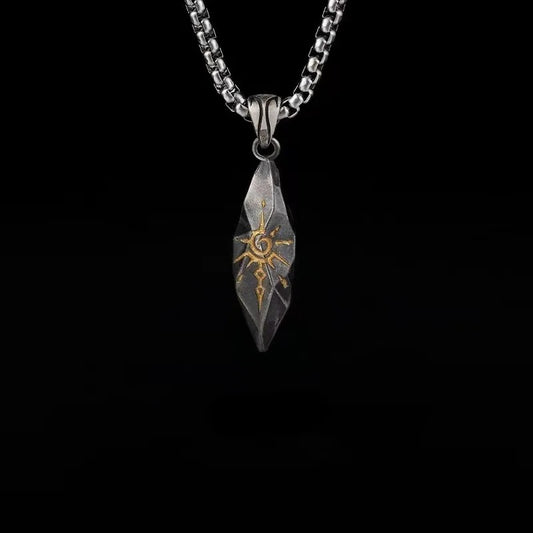 Retro Wishing Stone Men's Necklace Personalized Trendy Cool Meteorite Pendant Jewelry 2025
