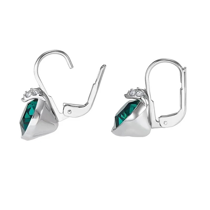 V Drop Crystal Earrings for Women Birthday Gift Dangle Silver Gold Jewelry