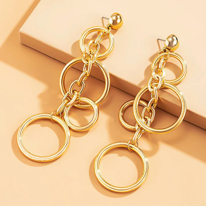 Long Big Circle Link Chain Earrings Hip Hop Statement Jewelry