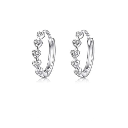 Women’s Silver Heart Hoop Earrings Temperament Wedding Jewelry