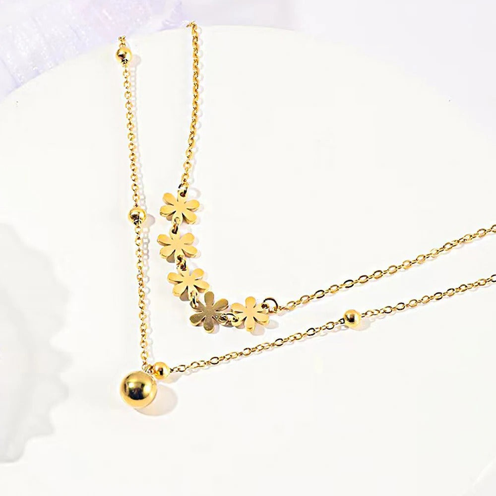 Stainless Steel Flower Ball Anklet Chic Party Jewelry for Women
