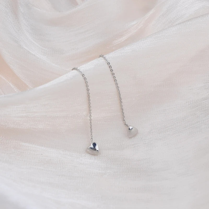 Trend Long Wire Tassel Thread Chain Climb Star Heart Beads Pendants Drop Earrings for Women Straight Hanging Ear Jewelry