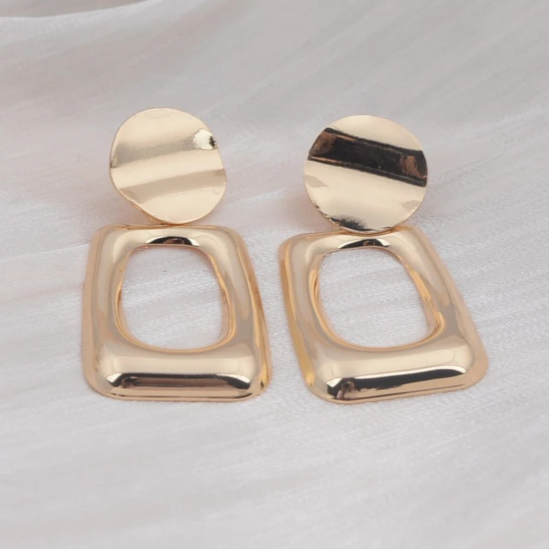 Round Hollow Out Square Oval Drop Earrings Women Jewelry