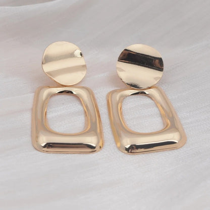 Round Hollow Out Square Oval Drop Earrings Women Jewelry
