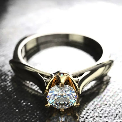 Women’s 18K Gold Ring Moissanite Gemstone Couples Wedding Jewelry