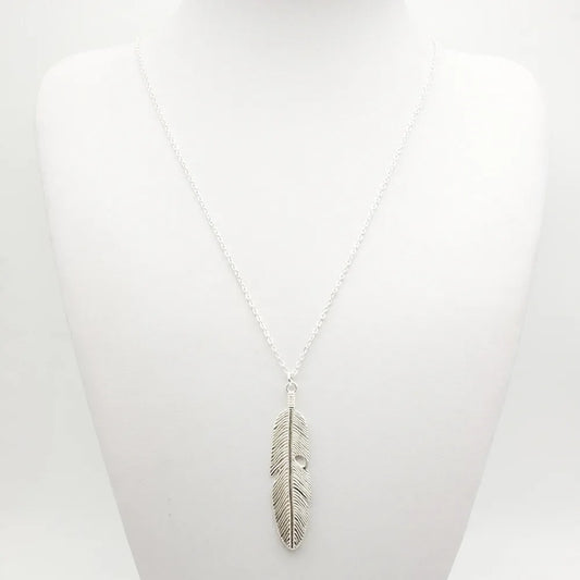Fashion Simple Gold Color Meter Feather Pendant Necklace for Women Leaf Shaped Female Long Sweater Chain Girls Jewelry Gifts