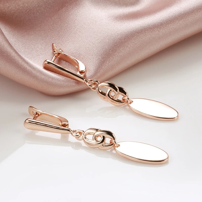 Glossy Rose Gold Geometry Dangle Earrings Women Fashion Jewelry