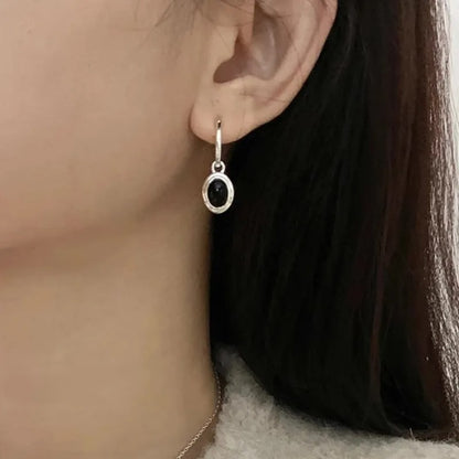 925 Sterling Silver Vintage Gold Round Black Ball Earrings