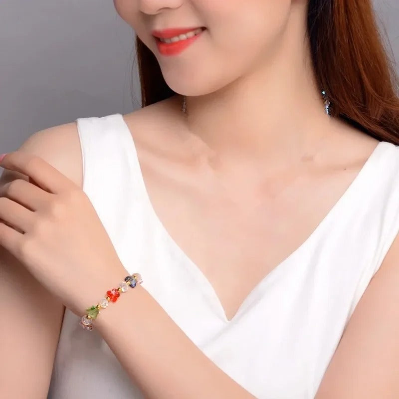 Fashion Butterfly Charm Crystal Stretch Beaded Bracelets Elastic Rope Women Temperament Bracelet